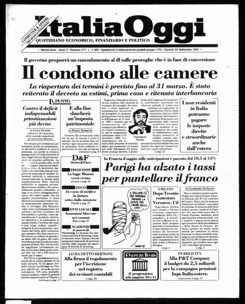 Italia oggi : quotidiano di economia finanza e politica